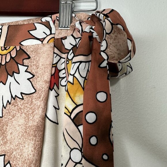 Bcbg Maxi Wrap Skirt Sz XXS Floral Paisley Dusty Rio Red - Picture 4 of 12